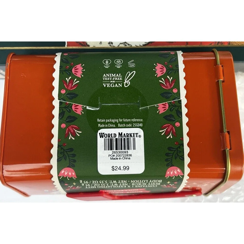 World Market Special Delivery Winter Berry Body Care Gift Set Mailbox Tin